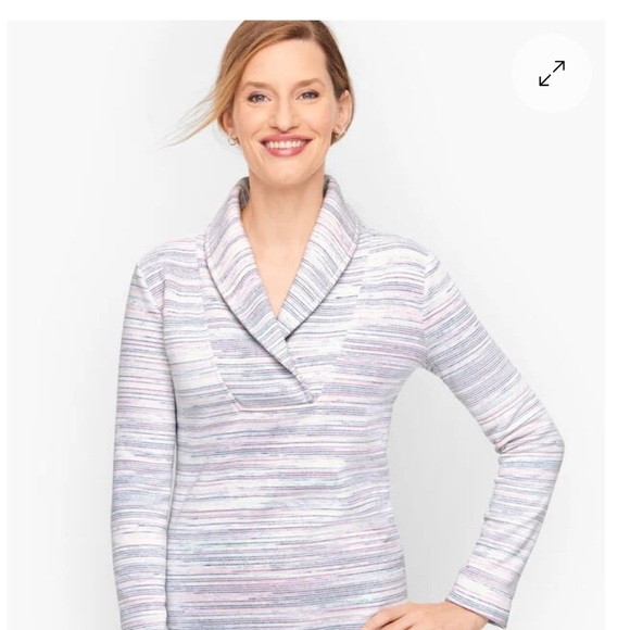 T by TALBOTS wrap neck, pullover sweatshirt,
Pink, blue & white- size PETITE XL - Picture 5 of 5